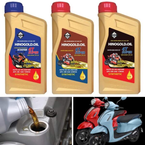 HINO-GOLD.OIL 4T - SCOOTER  Synthetic API: SN-SAE 10W40 Bình nhựa 800ML xe ga - Hình ảnh 2