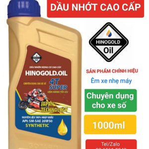 DẦU NHỚT ĐỘNG CƠ XE MÁY HINO.GOLD 4T/API SM-SAE:20W50 chuyên dụng cho xe số (Bình nhựa 1 Lít)