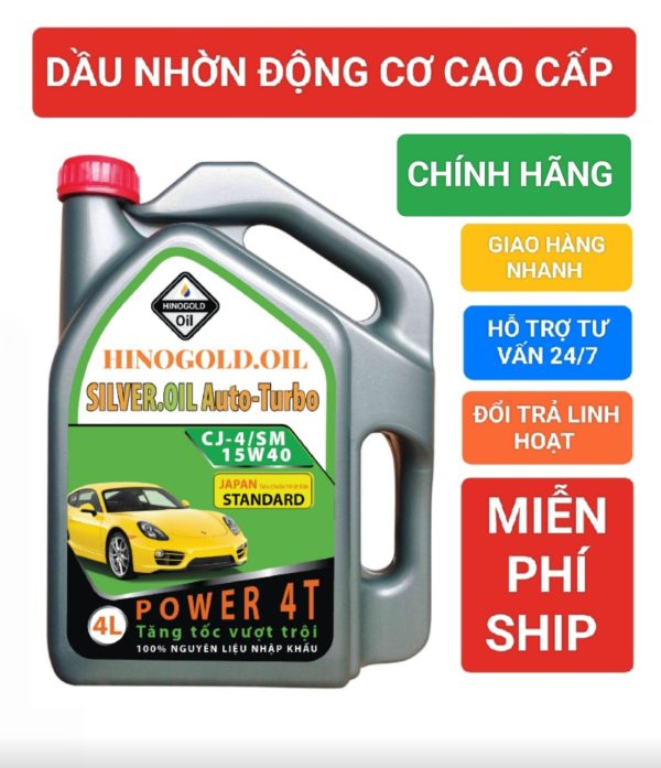 DẦU NHỚT DÀNH CHO XE Ô TÔ HINO.GOLD/4T- SILVER.OIL Auto-Tubo API: CJ-4/SM-SAE 15W40 can 4 Lít