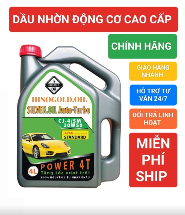 DẦU NHỚT DÀNH CHO XE Ô TÔ HINO.GOLD/4T- SILVER.OIL Auto-Tubo API: CJ-4/SM-SAE 20W50 can 4 Lít