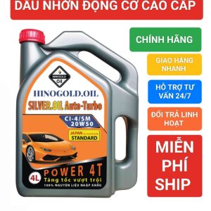 DẦU NHỚT DÀNH CHO XE HƠI – XE TẢI NHẸ HINO.GOLD/4T SILVER.OIL Auto-Tubo API: CI-4/SM-SAE 20W50 Can 4 Lít