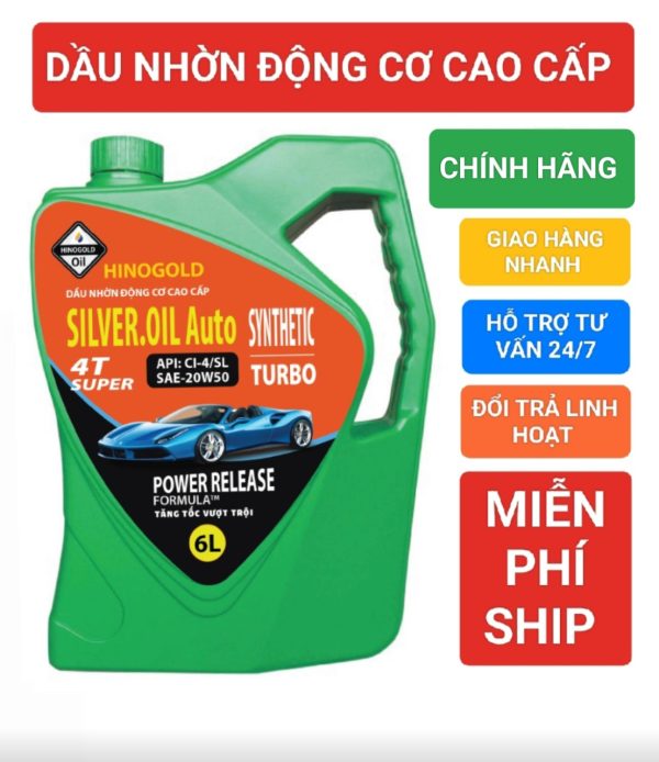 DẦU NHỚT DÀNH CHO XE HƠI – XE TẢI NHẸ HINO.GOLD/4T SILVER.OIL Auto-Tubo API: CI-4/SL-SAE 20W50 Can 6 Lít