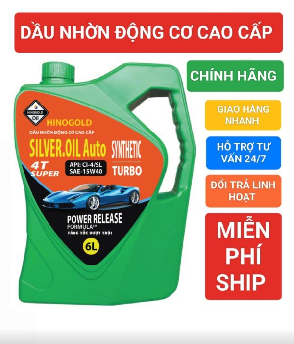 DẦU NHỚT DÀNH CHO XE HƠI – XE TẢI NHẸ HINO.GOLD/4T SILVER.OIL Auto-Tubo API: CI-4/SL-SAE 15W40 Can 6 Lít