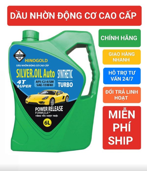 HINO.GOLD/4T SILVER.OIL Auto-Tubo API: CJ-4/SM-SAE 15W40 Can 6 Lít chuyên dụng cho xe hơi và xe tải nhẹ