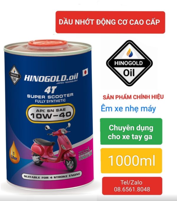 HINO.GOLD 4T Super SCOOTER /API: SN-SAE10W40 lon thiếc-xe ga loại 1 lít