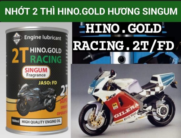 Dầu nhớt động cơ 2Thì HINO.GOLD RACING hương Singum thơm ngào ngạt loại 1000ml lon thiếc