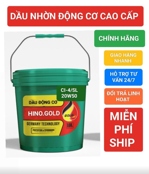 DẦU NHỚT DÀNH CHO XE HƠI – XE TẢI NHẸ HINO.GOLD/4T SILVER.OIL Auto-Tubo API: CJ-4/SL-SAE 20W50 Xô (18 Lít)