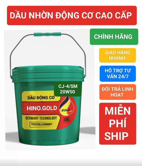 DẦU NHỚT DÀNH CHO XE HƠI – XE TẢI NHẸ HINO.GOLD/4T SILVER.OIL Auto-Tubo API: CJ-4/SM-SAE 15W40 Xô (18 Lít)