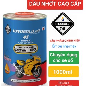 Dầu nhớt chuyên dụng cho xe số HINO.GOLD-OIL/4T Super :API SM-SAE 20W50(Lon 1000ml) 1Lít