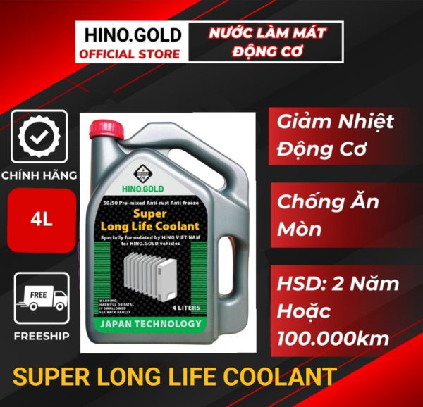 Nước Làm Mát Động Cơ HINO.GOLD Super Long life coolant dung tích 4 lít (nước màu xanh lá cây)