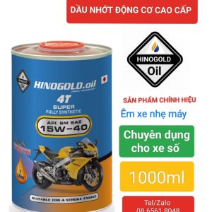Dầu nhớt chuyên dụng cho xe số HINO.GOLD 4T Super ;API:SM-SAE15W40 lon thiếc 1 lít
